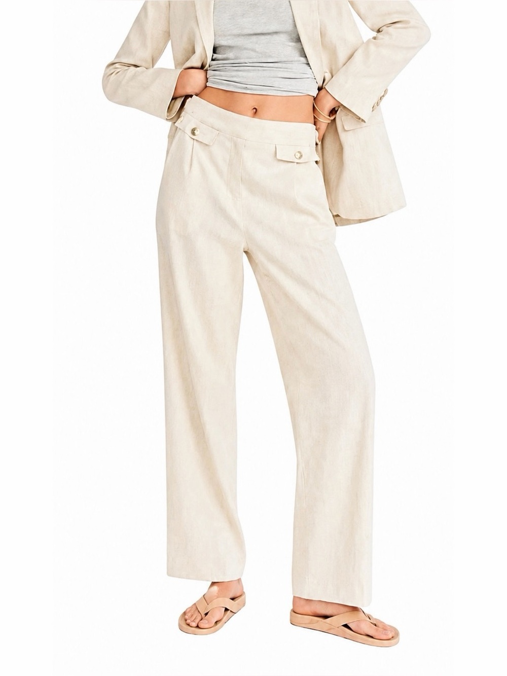 J. Crew Collection Linen Blend Wide Leg Pants
